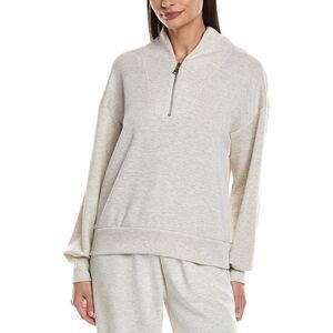 Ariella Womens Scuba 1/2-Zip Funnel Pullover, White